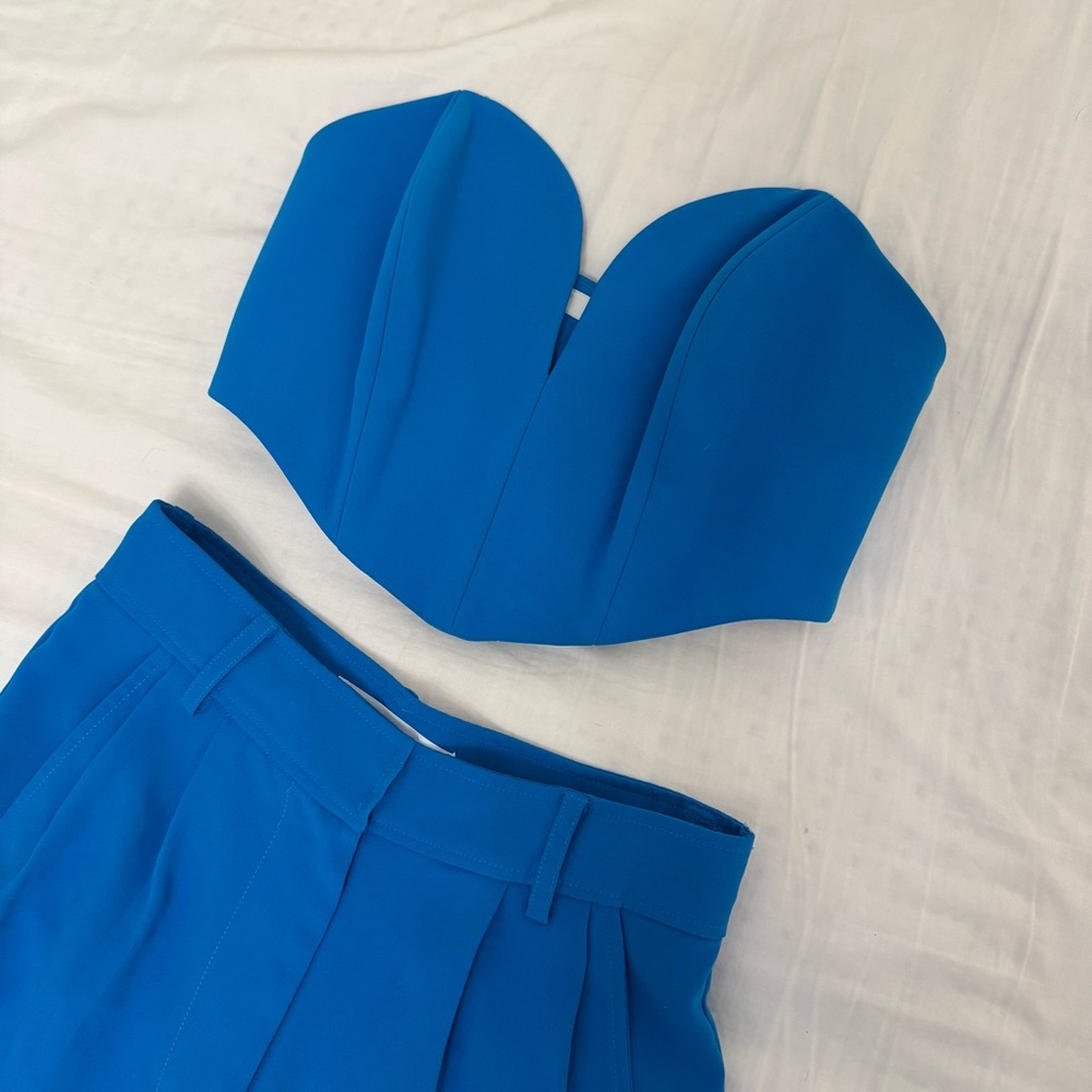 Revolve Amanda Uprichard Sky Blue Set Jane Flare Pants Cherri Crop Top - Picture 13 of 15